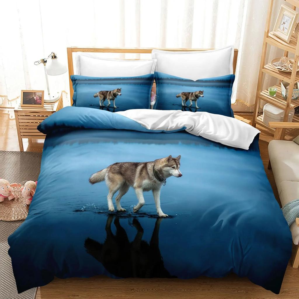 Wolf Animal Moon Snowfield Tree Wildlife 3D Bedding Set Pillowcases Comforter Bed Polyester Twin Queen King Size Duvet Cover
