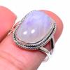 Кольцо из стерлингового серебра 925 пробы с натуральным радужным лунным камнем, размер 7,5 e5F70
