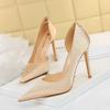 Fashion Sexy Banquet Thin Heel 10.5cm Super High Heel Side Hollowed Out Snake Silk High Heels