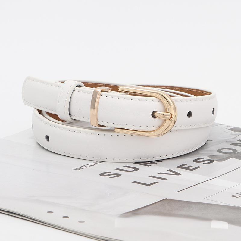 Pu Spring Womens Leather Skinny Belt Metal Pin Buckle Outdoor Leisure Waist Belt