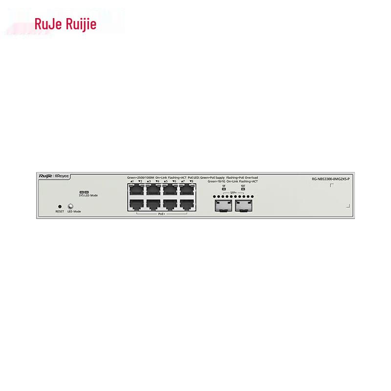 Ruijie RG-NBS3300 Series 8-Port 2.5G PoE+ Managed Switch