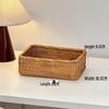 Hand-Woven Natural Rattan Storage Basket for Cosmetics and Desktop Organizing with a Retro High-End Feel