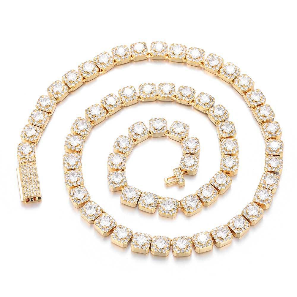 Новая 7 мм откидная кнопка циркон рок сахар цепочка модный бренд персонализированный хип-хоп ожерелье ювелирные изделия мужской браслет