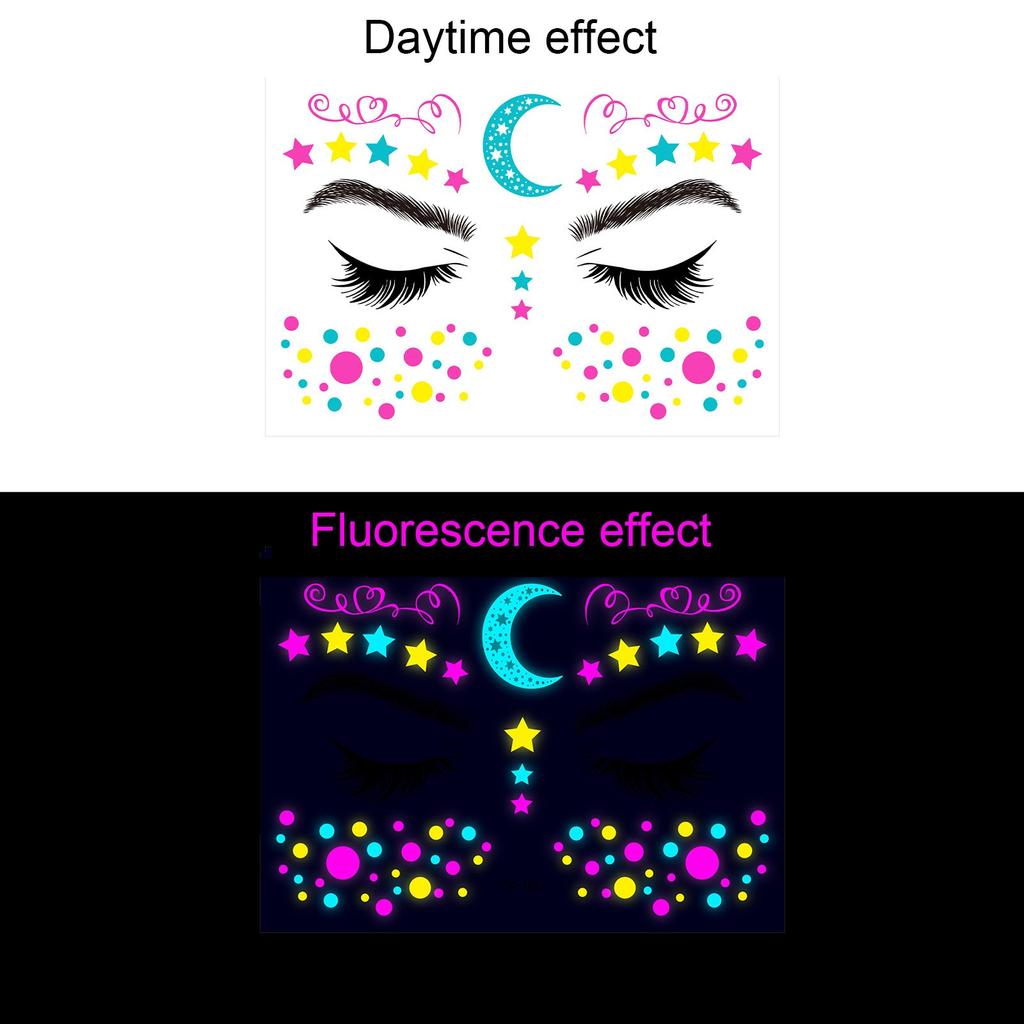Карнавальный музыкальный фестиваль флуоресцентные наклейки для лица водонепроницаемые ночные клубы макияж шар неоновые светящиеся наклейки