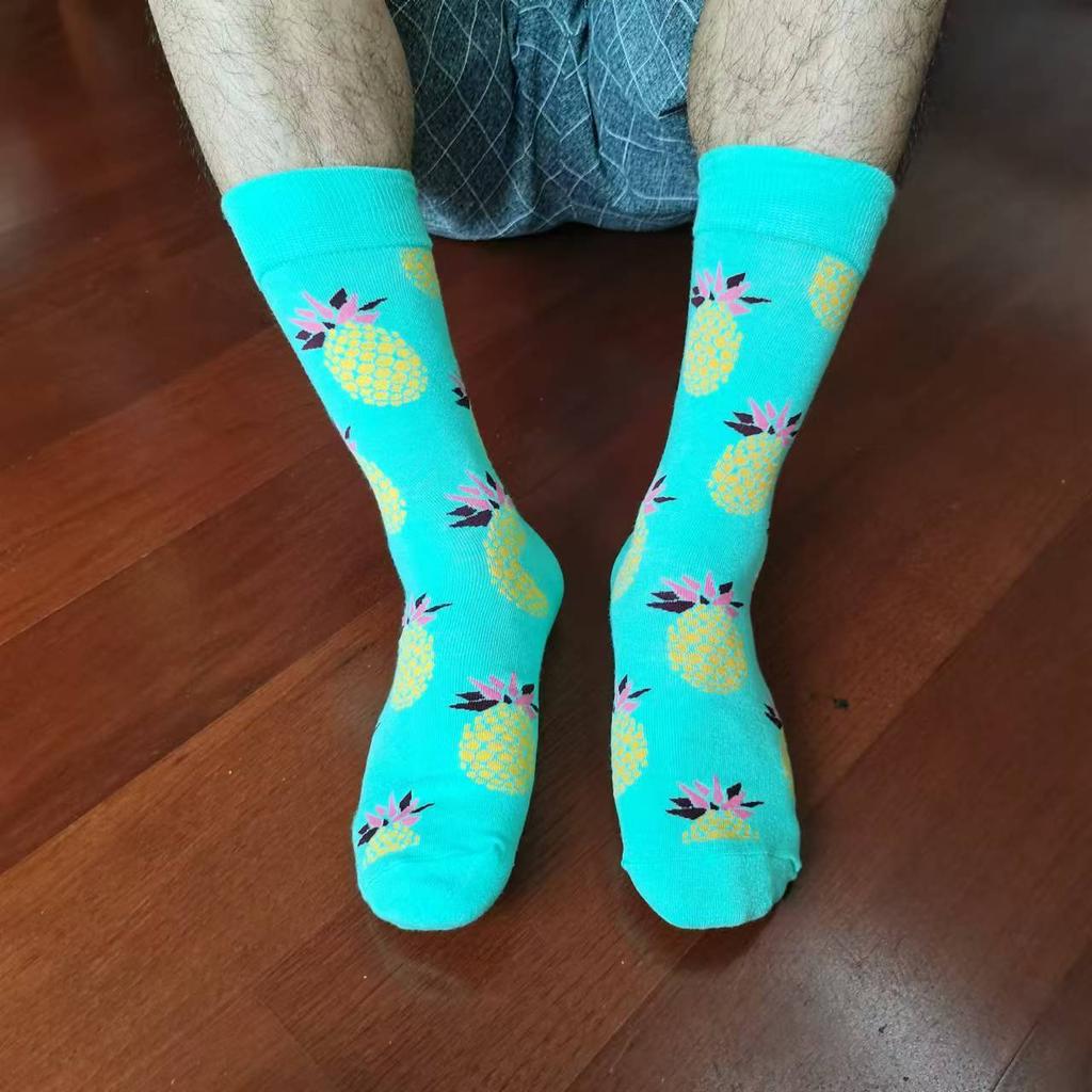 Смешной узор фламинго, хлопковые мужские носки-крючницы, уличные носки, подарок для мужчин, муж, милые уличные носки, новинка, фанки, розовые, черные