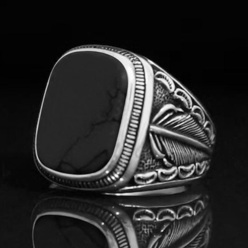 Новое кольцо, персонализированное модное европейское и американское креативное инкрустированное квадратное бирюзовое мужское кольцо для свиданий