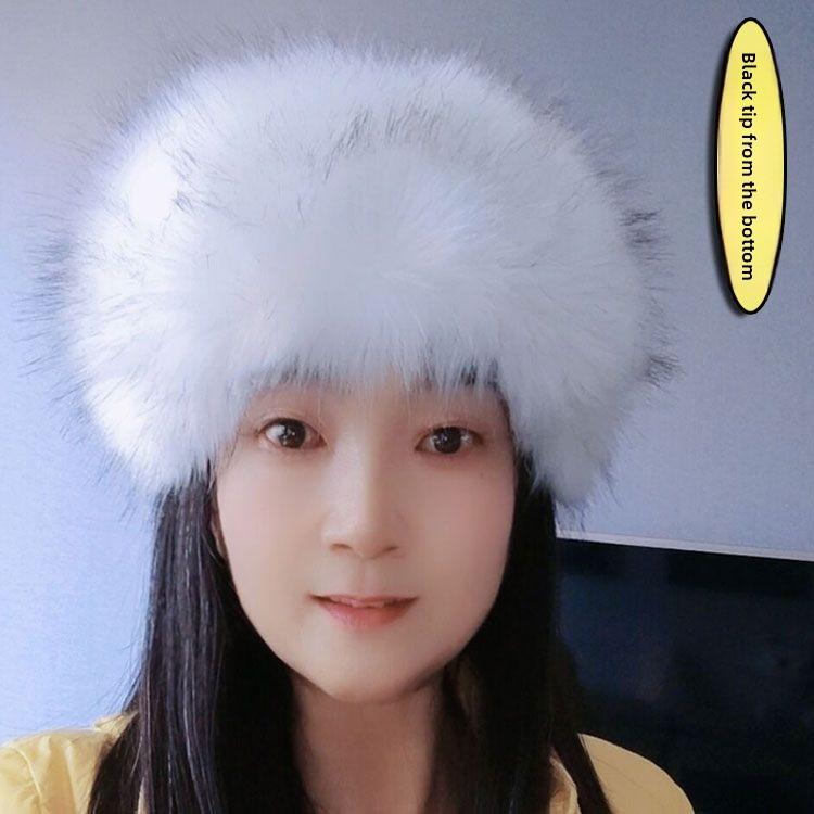 Новая шляпа с большим обхватом головы, шляпа с открытым верхом из искусственного лисьего меха, теплая осенью и зимой, пушистая шляпа-кольцо без верха, модная девушка