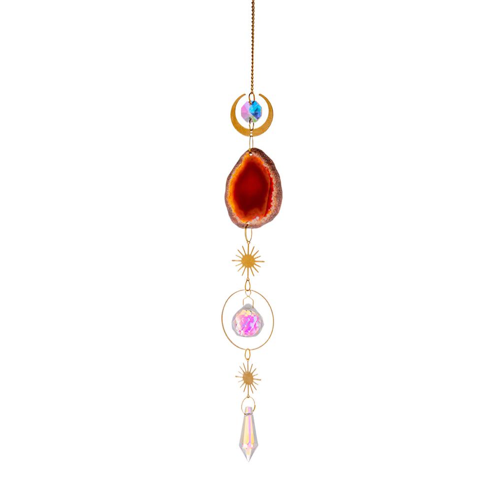 Crystal Sun Catchers - Window Hanging Sun Catchers With Crystals And Agate Slices, Wind Chimes Ornaments Decor For Home Car Window Party Decorations