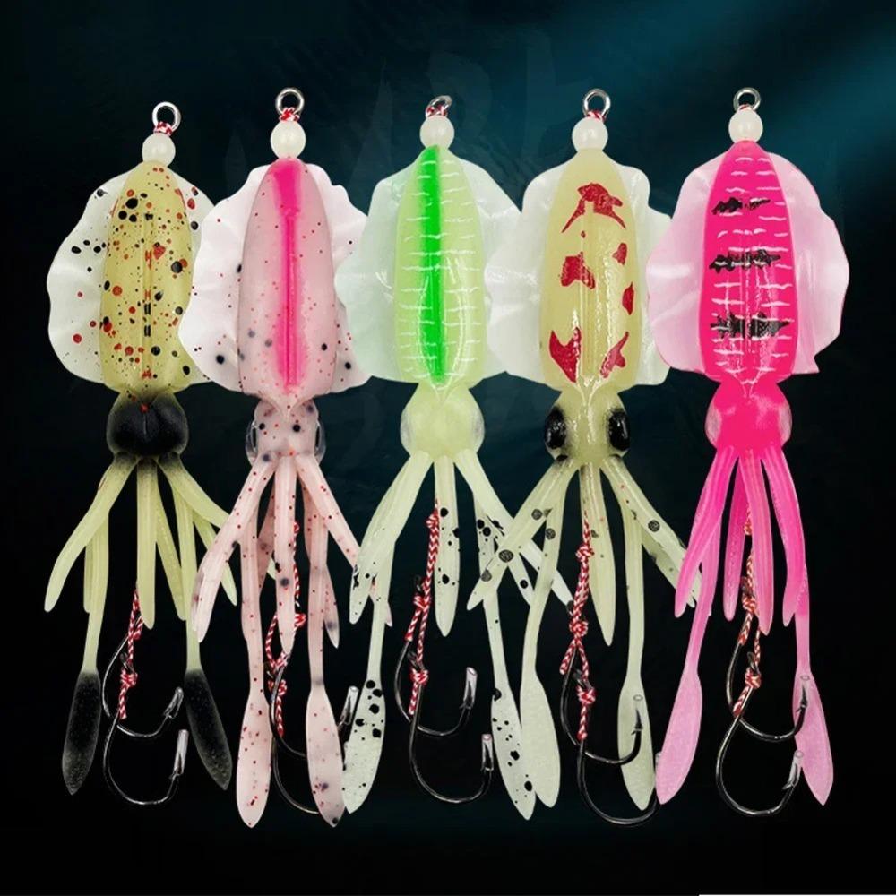 Soft Rubber Rubber Squid Skirts 10CM/15CM Double Hook Lures Octopus Fishing Lures  Trolling Fishing