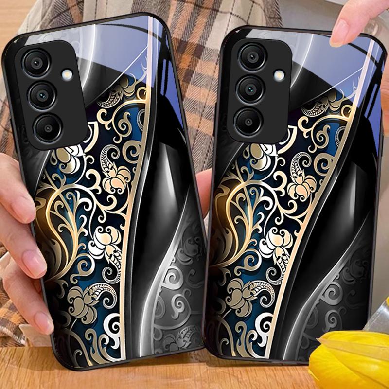 Jinmai Красно-фиолетовый Для Samsung Galaxy A15 5G 54 4G 51 50 24 35 90 71 12 51 53 52S 80 22 34 Черный Чехол для телефона из закаленного стекла