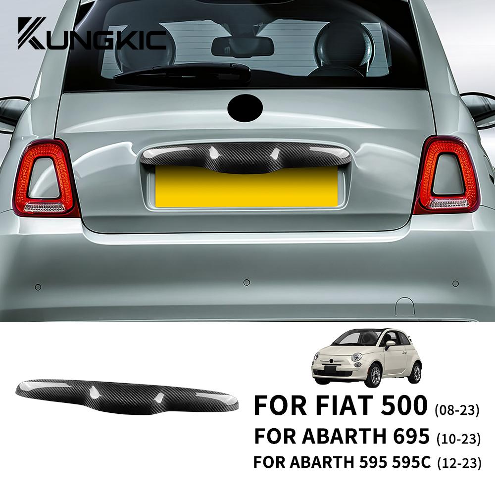 Наклейка из настоящего твердого углеволокна для Fiat 500 2008-2025 Abarth 595 695 2012-2025 LHD RHD Автомобиль Крышка багажника Задняя дверь Накладка на ручку