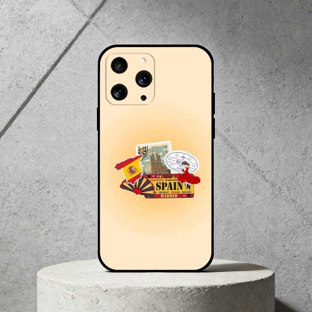 S-Spanish flag Phone Case Silicone black Soft For IPhone 17,16,15,14,13,12,11,SE,Plus Pro Max