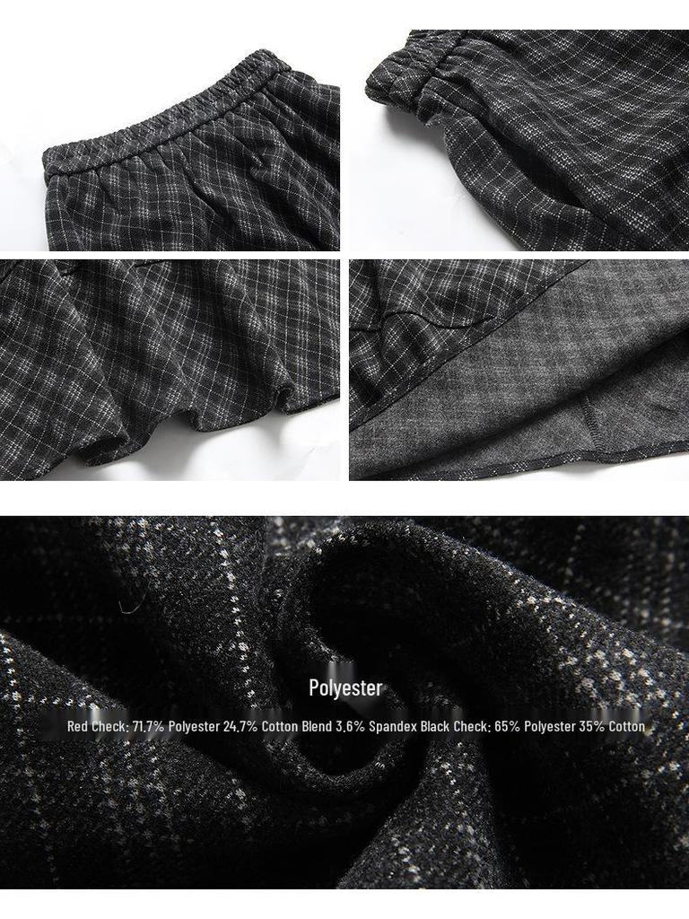 Positano Plaid Pom Pom Midi Skirt - Women's Winter Skirt S3052F