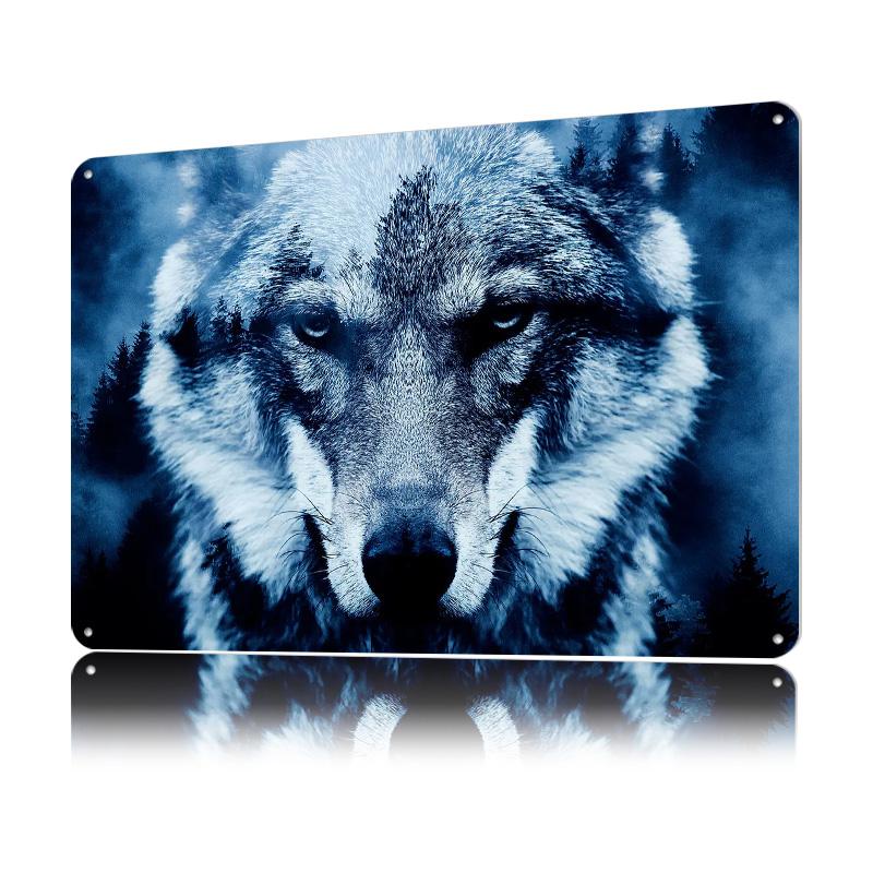 Wolf and Forest Tin Poster Customized Wall Art Retro Vintage Metal Signs for Fans Room Bar Accessories Decoration Gaming House