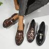 Large Size Casual Women's Spring New Leopard Print One-pedal Loafers Women