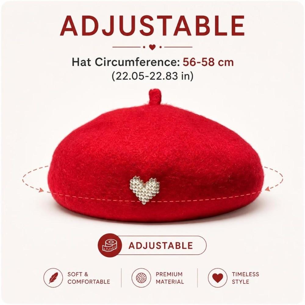 Retro Winter Wool Berets Hat Heart Shape Felt Berets Fashion French Artist Hat Lady