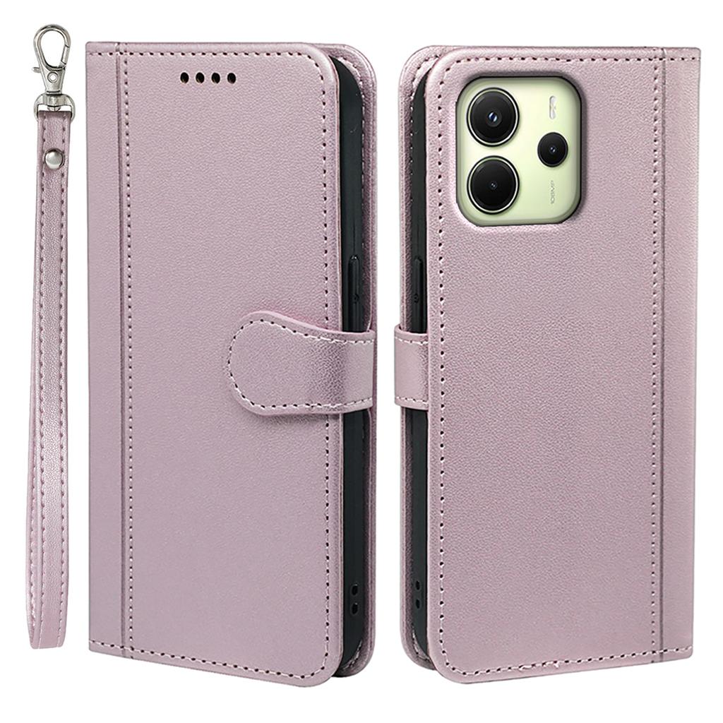 For Xiaomi Redmi Note 14 4G (164.84mm) Wallet Case Magnetic Snap Leather Phone Cover with Strap