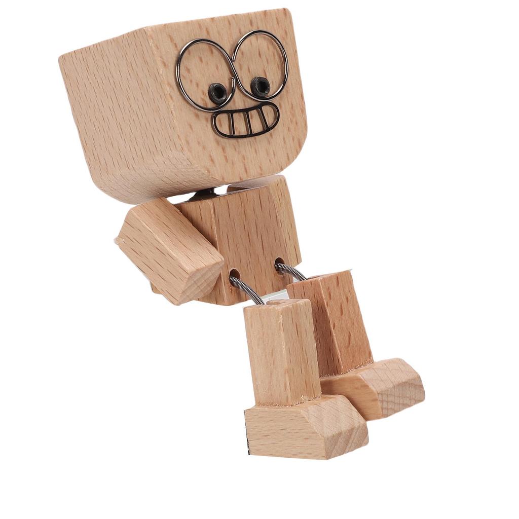 Трясущийся Деревянный Человек Магнитный Забавные Выражения Лица Трясущаяся Деревянная Кукла Фигурка для Стола Полки