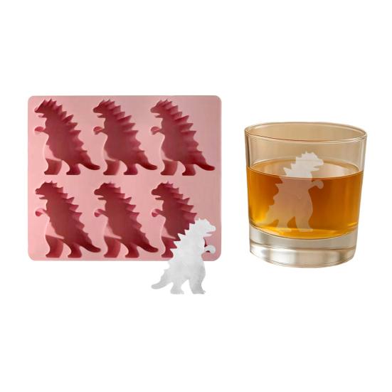 Форма для льда в виде динозавра Легкое заполнение и извлечение 6 ячеек Поддон для льда Годзилла Безопасен для морозильной камеры Форма для льда для летних напитков Коктейльная вечеринка