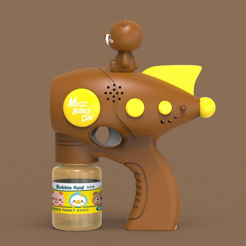 Non-Toxic Fun Aini Duck Harry Pig Automatic Sound And Light Bubble Gun Summer Outdoor Party Games Kids Toy Bubble Gun Children Gift