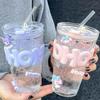 Милая бутылка для воды для кофе, сока, чая, милый стакан-термос со стаканом и крышкой-соломкой, портативная многоразовая бутылка для питья, стакан для воды с соломинкой