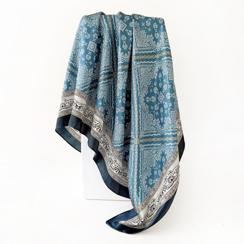 Wholesale new bag head scarf 91cm silk scarf wholesale simple and elegant printing silk scarf women's satin square scarf