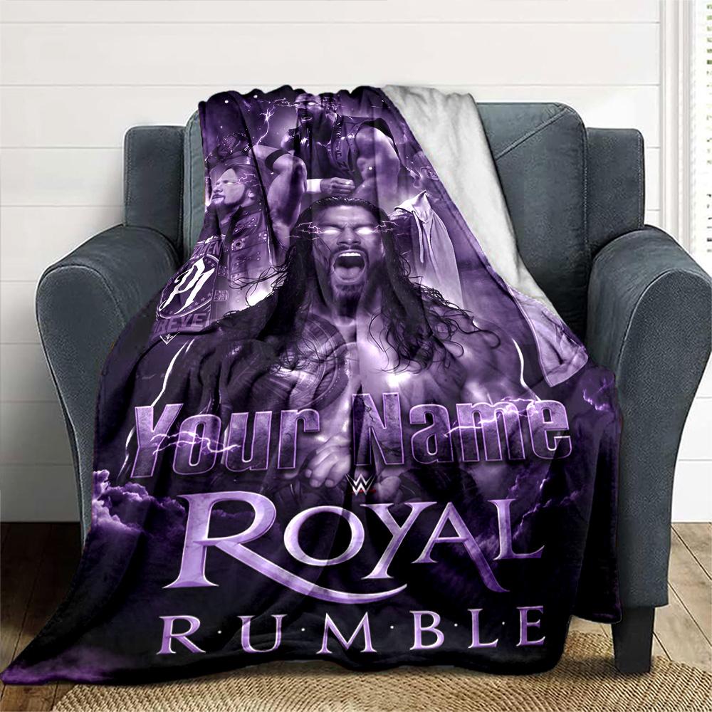 Royal Rumbl Personalized Name Blanket Multi-purpose Personalized Blanket Comfortable Suitable for Nap Chair Home Decor Sofa Four Seasons Multipurpose