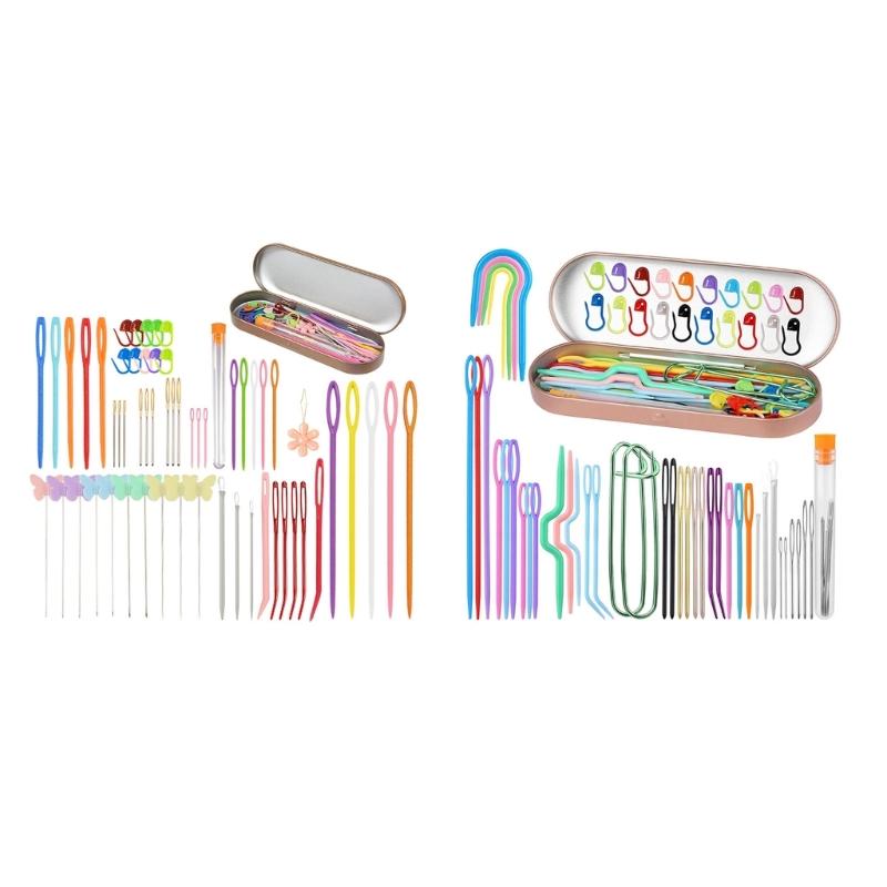 Sewing Needle Set Big Eyes Plastic Sewing Knitting Needle for Children DIY Hand Sewing Crochet Needle Learning Needle