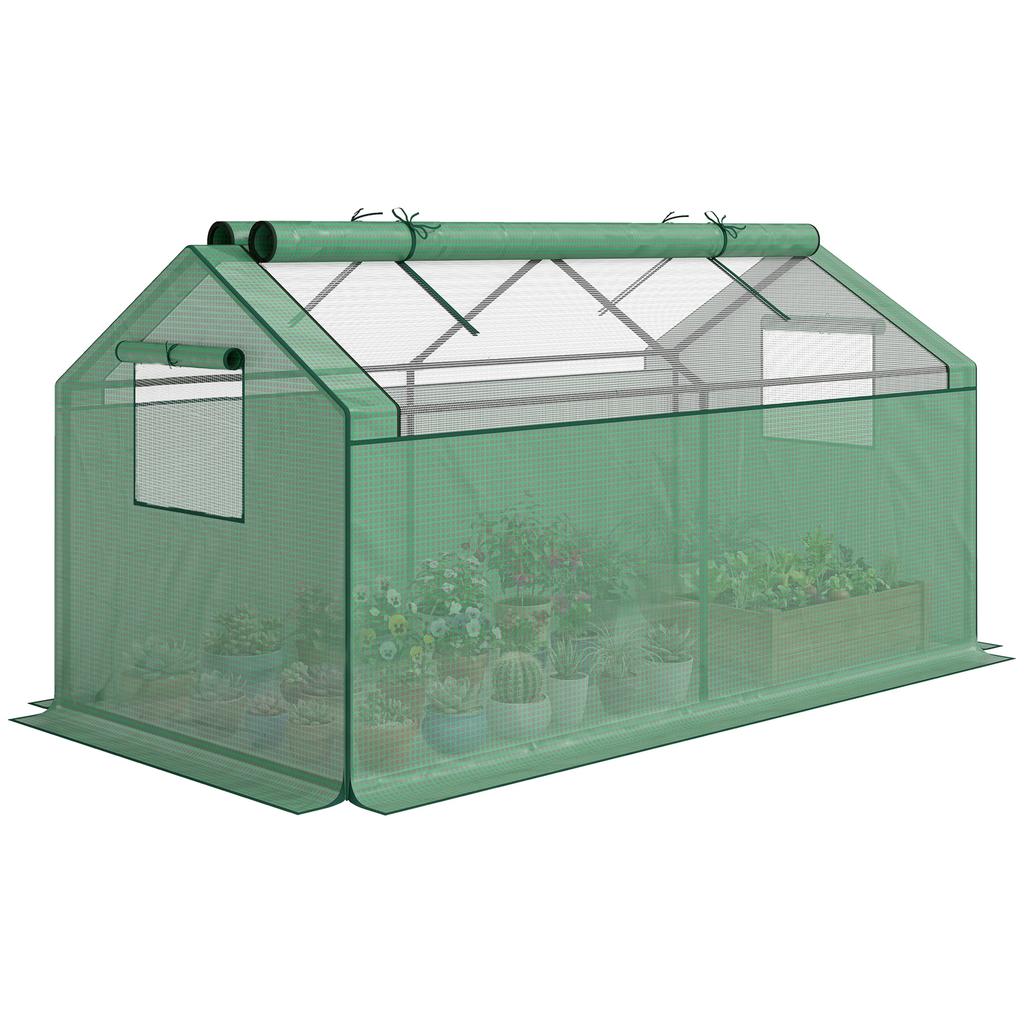 Mini Greenhouse Cold Frame Film Greenhouse, Weather-Resistant, 180 x 92 x 92 cm, Green