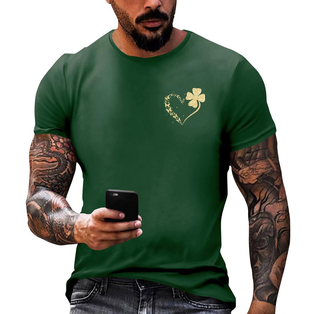 Улица. Принт ко Дню Патрика - мужская повседневная футболка с круглым вырезом и короткими рукавами