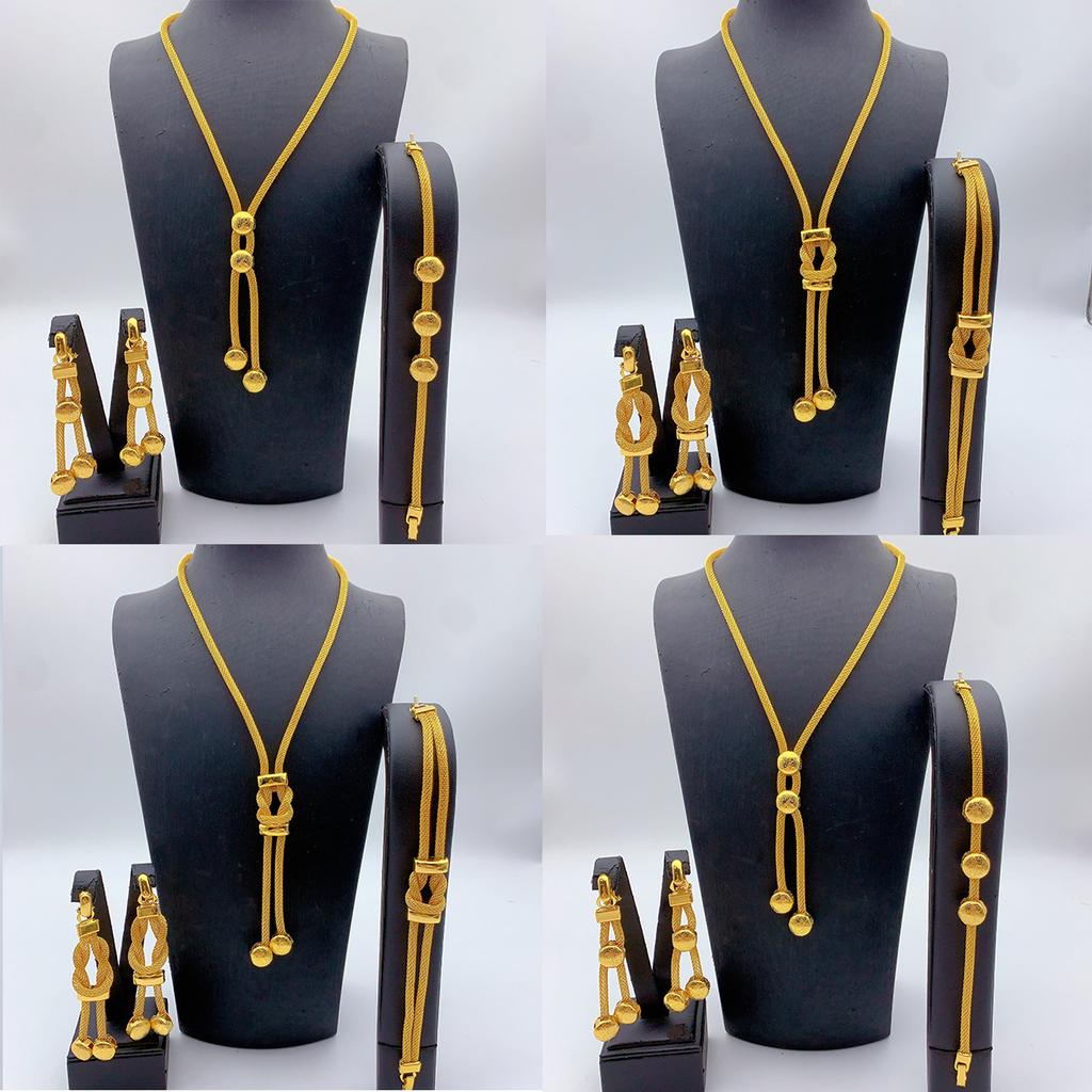 Copper Alloy Gold Plated Three-piece Necklace Bracelet Earrings Middle East India Vietnam Bridal Accessories Jewelry