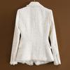 Womens Slim Fit Chic Blazer Jacket Korean Style Double Breasted Chiffon Blend Tailored Coat