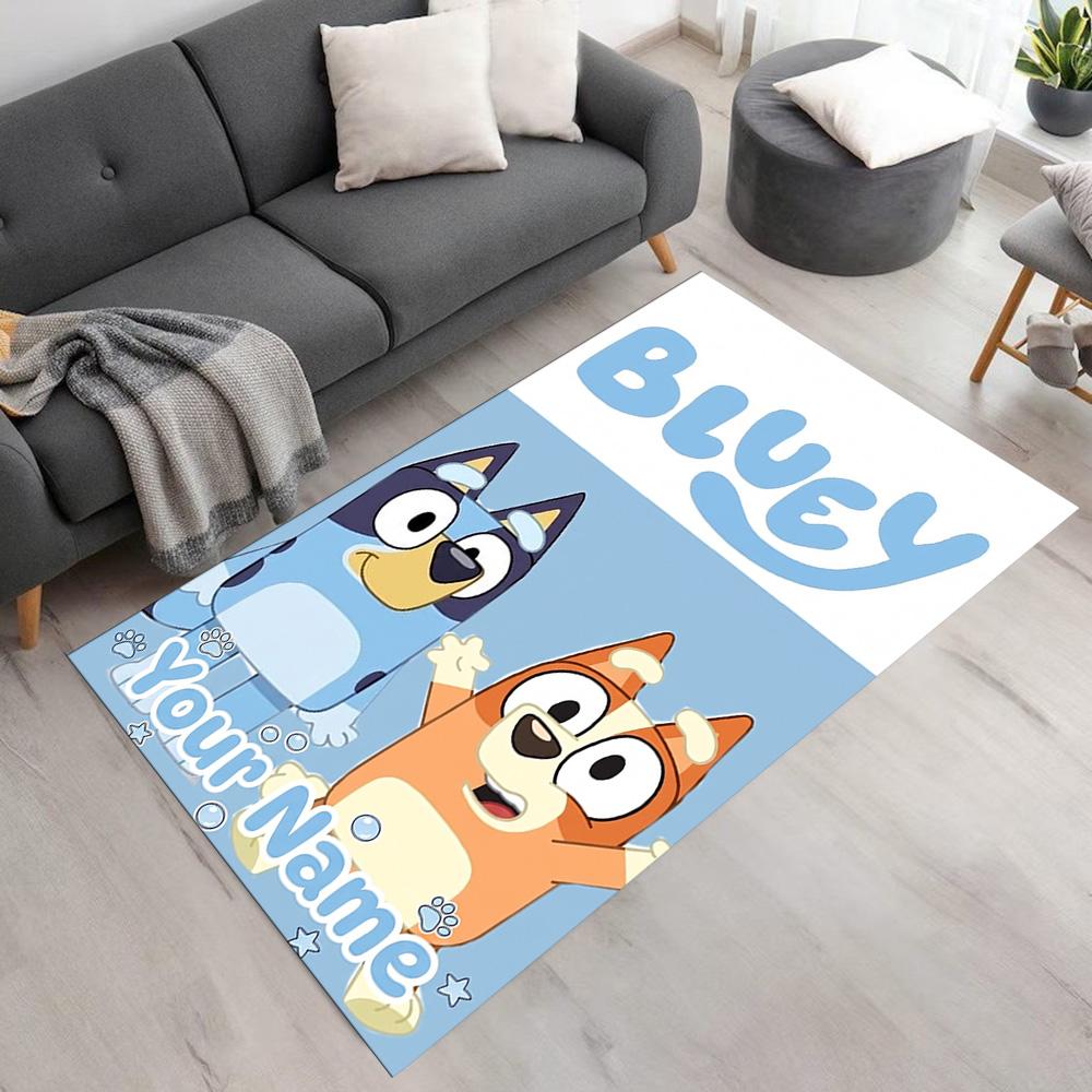 Bluey Personalized Text Area Rug Suitable for Playrooms Study room Hallway Living Rooms Anti-slip Rug Office home decor Birthday/Christmas Gift