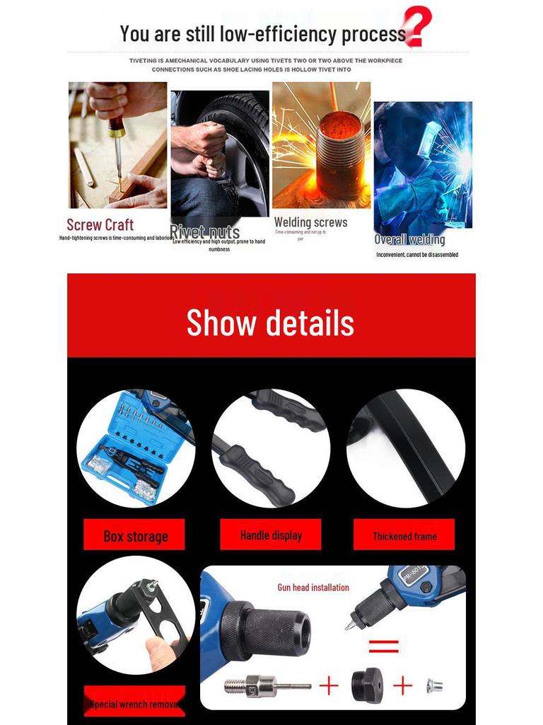Набор из 110 шт. ручного инструмента для установки резьбовых заклепок, заклепочник с резьбовыми гайками M3-M12