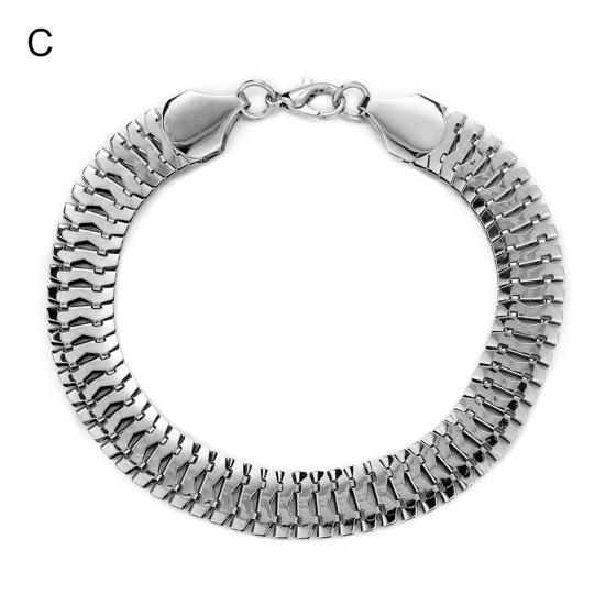 Мужской браслет, однотонный, простой, из нержавеющей стали, мягкий зажим для лобстера, гладкая поверхность, крутая змеиная чешуя