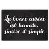 [P1040] - Cutting Board / Glass Coaster 'Quotes' (Honest Cooking - Sincere and Simple) - 30x20 Cm