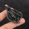 Серебряный блеск обсидиановый кулон Медная проволока Кулон Оригинальный кулон с драгоценным камнем Медные украшения Стильный кулон Ювелирные изделия ручной работы для подарка