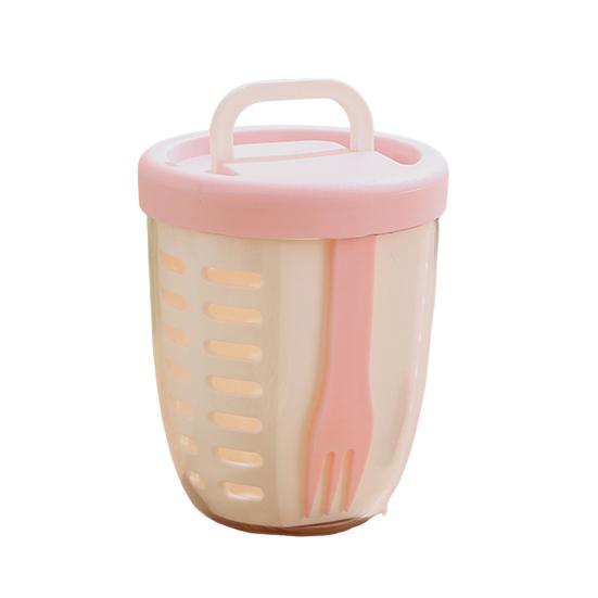 Коробка для салата для пикника, 650 мл, фруктовая чашка с вилкой, двухслойная, быстроосушенная, герметичная, компактная, герметичная, контейнеры для хранения продуктов для путешествий, пикника, кемпинга