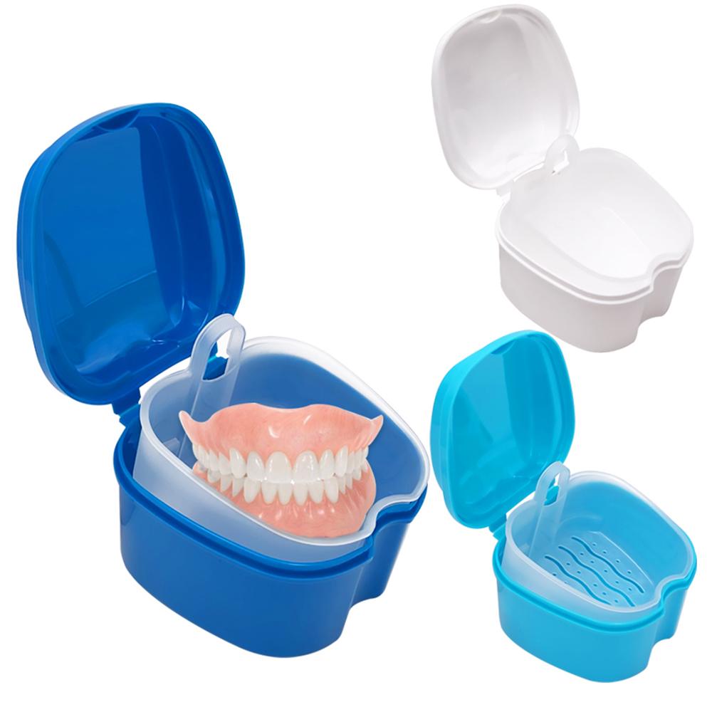 Коробка для ванны для протезов, органайзер, коробка для хранения вставных зубов с подвесной сеткой, контейнер для чистки зубов, коробки для искусственных зубов