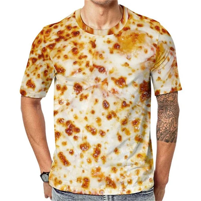 Delicious Food Pizza Print T-shirt For Men's Clothing Funny Gift Street T Shirts Kid Daily Casual Harajuku Short Sleeve Tee Top