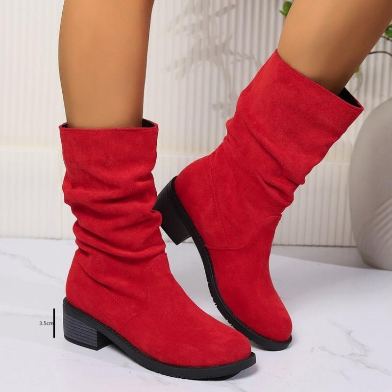 Large Size Suede Fashion Stacking Boots Autumn and Winter New Medium Tube But Knee and Women's Boots