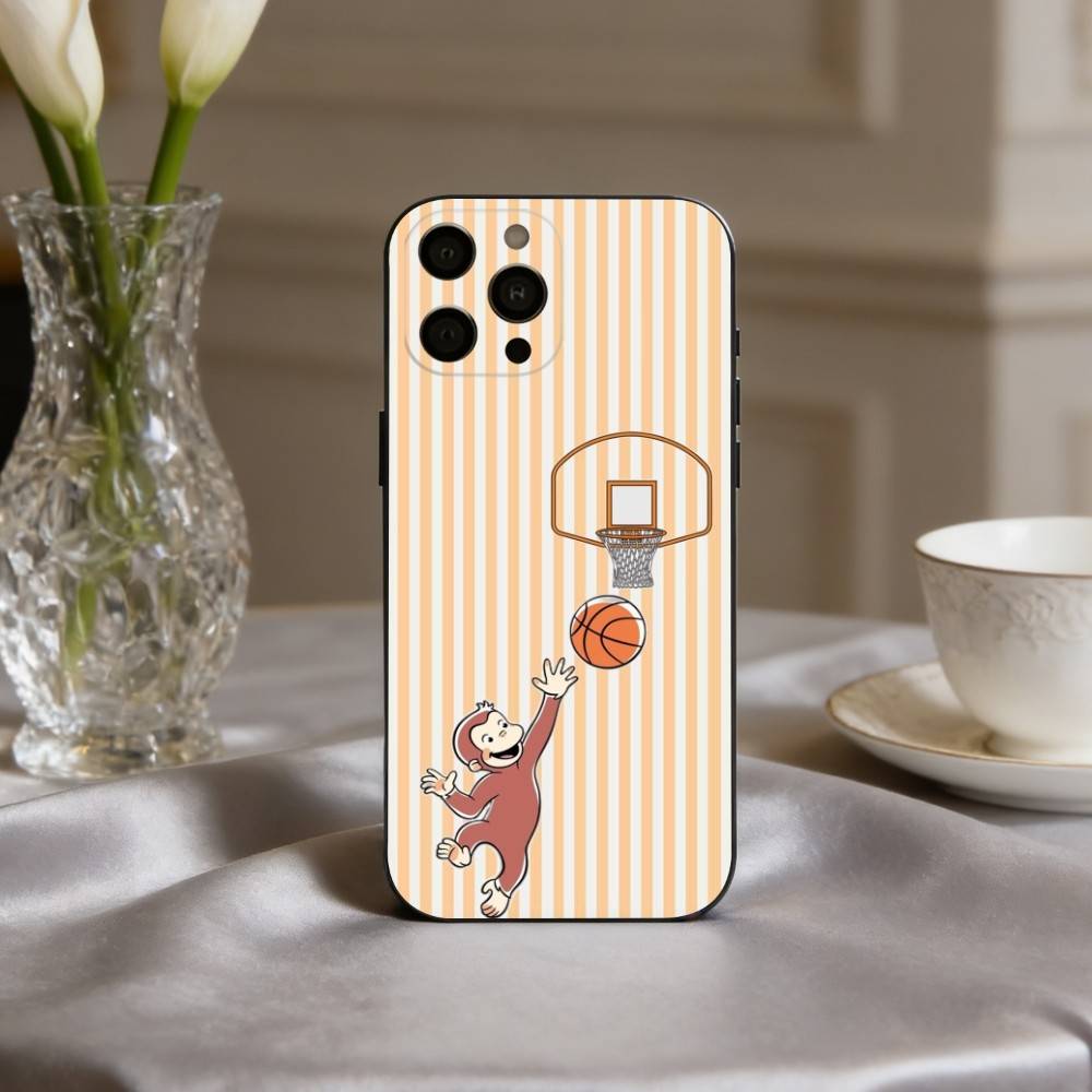 Чехол для телефона M-Mokey C-Curious-S G-Georges для iPhone 17,16,15,14,13,12,11 Plus,Pro Max,XS, Мягкий силиконовый черный чехол