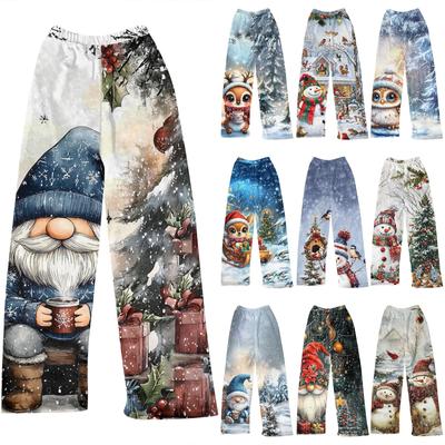 Женские зимние клетчатые брюки, длинные брюки, спортивные брюки