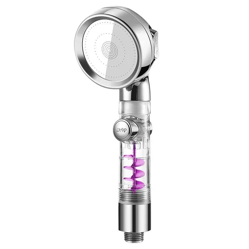 1Pc 3 Modes Turbocharged Shower Head High Pressure Water Saving Adjustable Handheld Showerhead Massage Filter Rainfall Nozzle