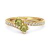 Peridot Twin Stone Pavé Bypass Ring - Sterling Silver Gold Vermeil