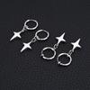 Three-dimensional Cross Star Stainless Steel Earrings Punk Style Single Ear Exaggerated Fashion Personality Earrings
