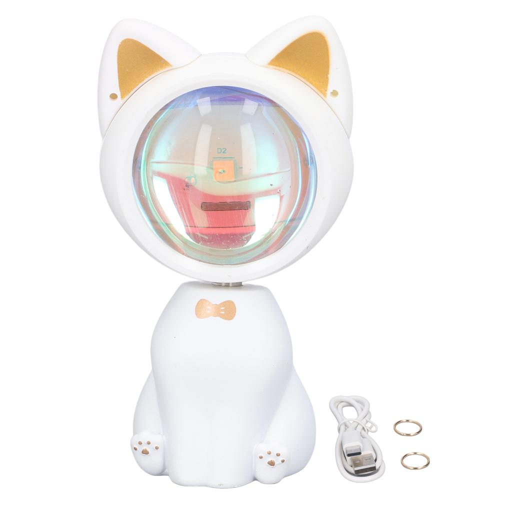 Sunset Projection Lamp Cute White Cat 360 Degrees  Rotation USB Charging Wide Application Sunlight Lamp for