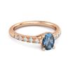 London Blue Topaz Pave Band with White CZ Accents Ring - 925 Sterling Silver Rose Gold Vermeil