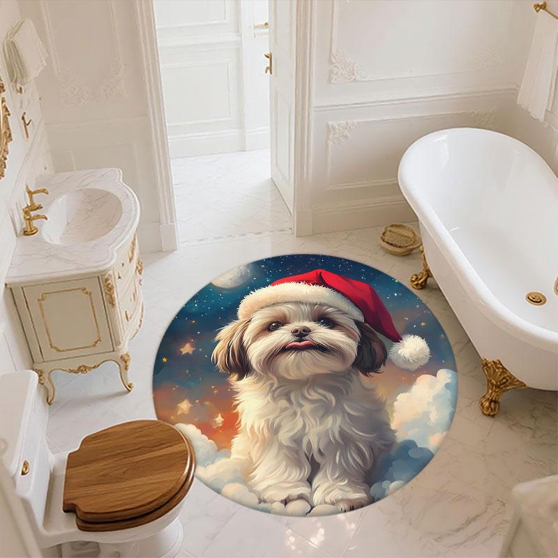 Shih Tzu pattern round rug,Carpet Rug for Living Room Bedroom Playroom ,Non-slip Floor Mat,Holiday Gifts and Birthday Gifts.
