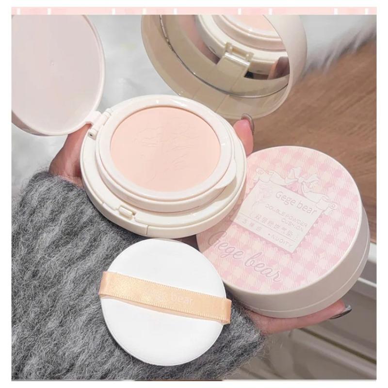 2 в 1 двухслойная пудра-кушон Clear Natural Lasting Brightening Gege Bear Makeup Concealer Loose Powder Cushion Cream